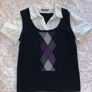 White Collared Vest Top